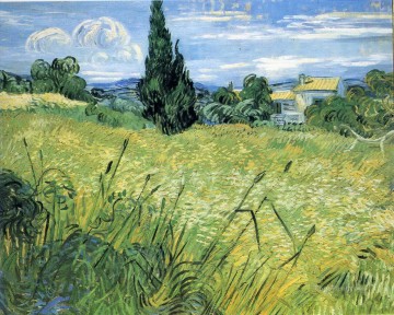 Campo de trigo verde con ciprés Vincent van Gogh Pinturas al óleo